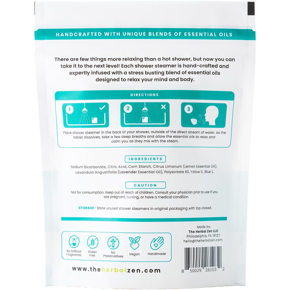 Herbal Zen Stress Fighter Shower Steamers – Lavender & Lemon, USA Made (10 Pack)