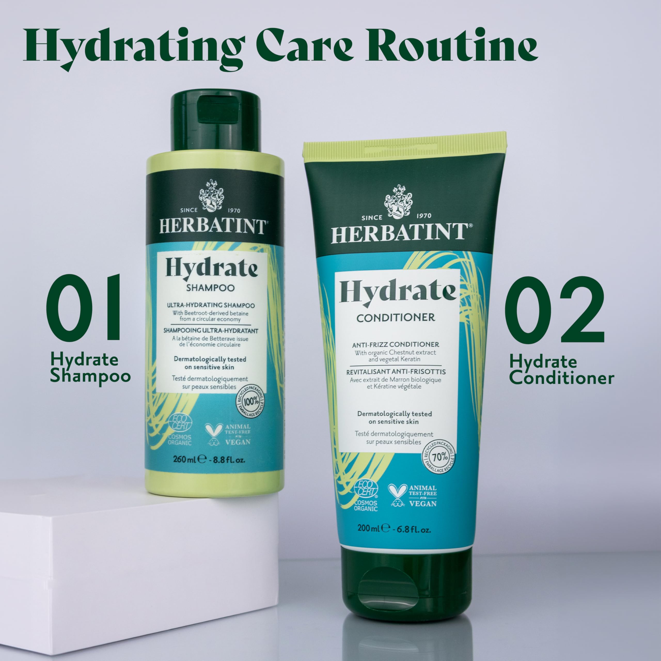 Herbatint Hydrate Shampoo – Deep Moisture, Shine & Protection (Paraben-Free) – 8.8 fl oz