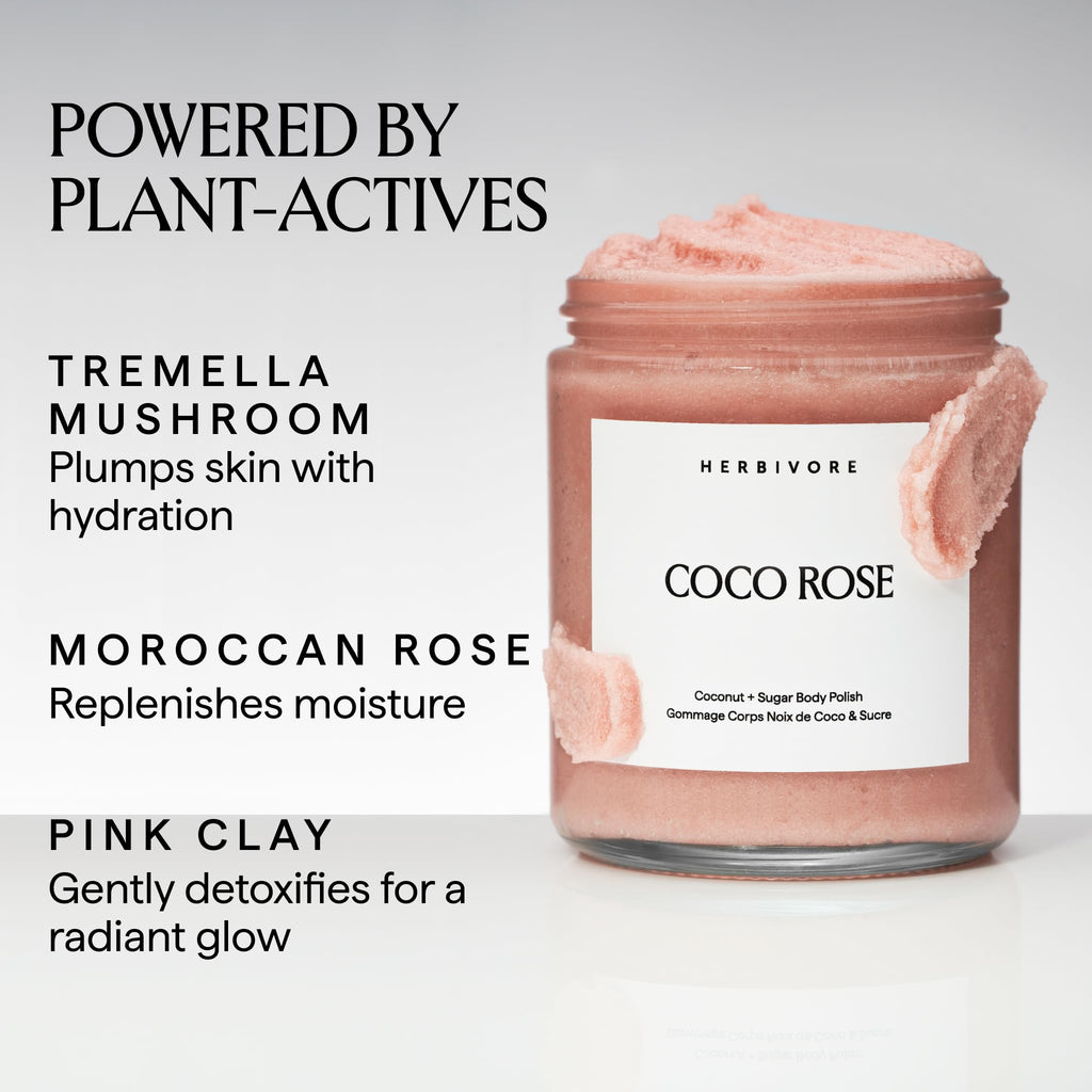 HERBIVORE Coco Cozy Set – Coco Rose Body Polish + Cloud Milk Firming Cream | Vegan, Paraben-Free