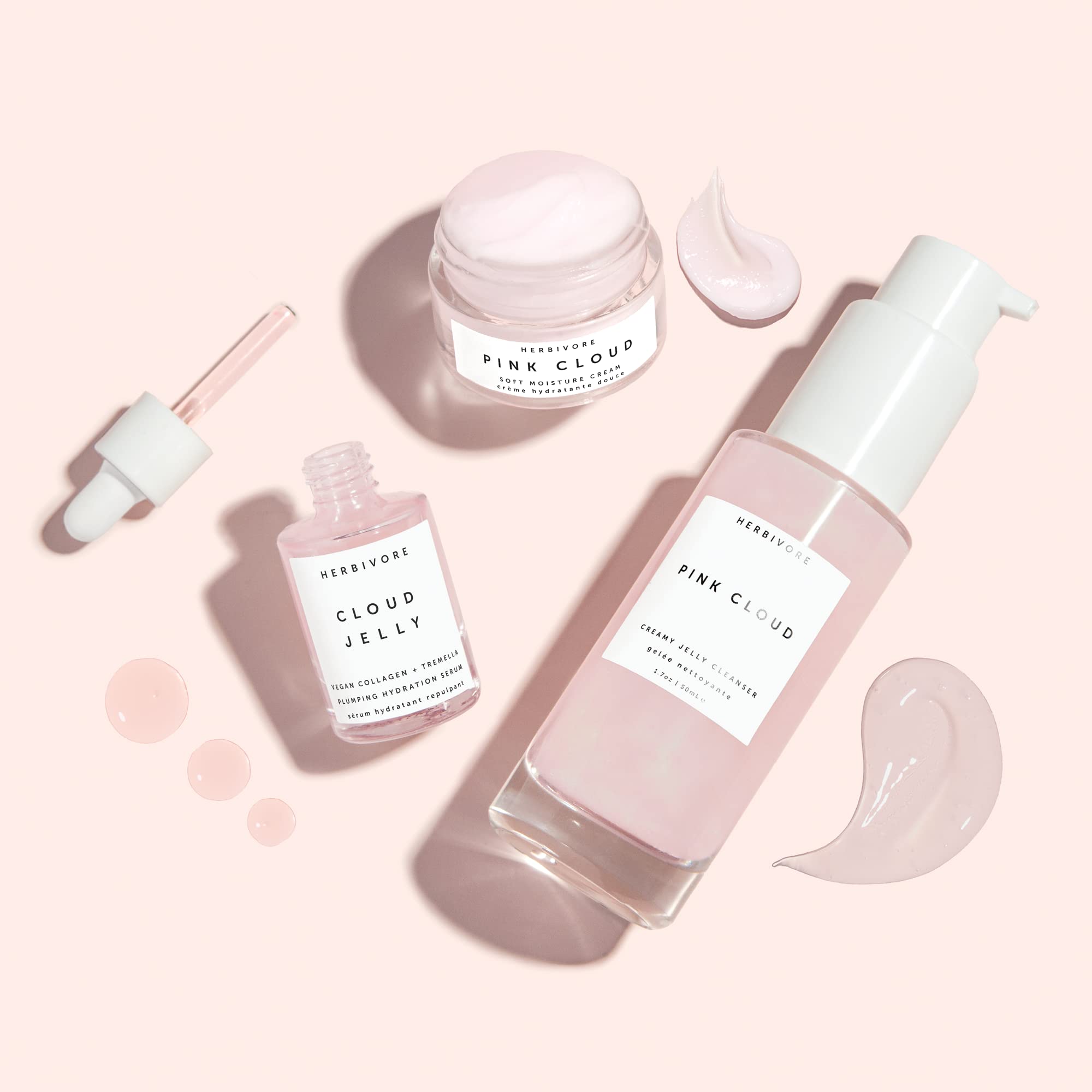 HERBIVORE Skin In The Clouds 3-Step Plumping Hydration Gift Set | Cleanser, Serum & Cream | Plant-Based