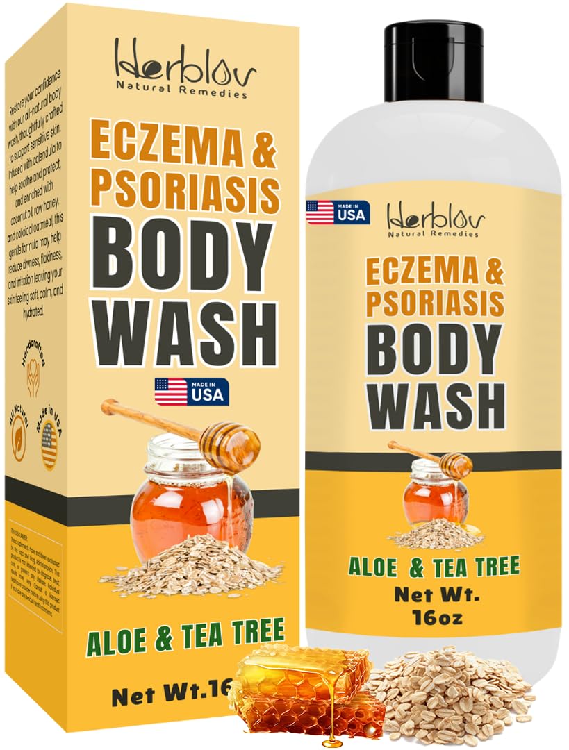 Herblov Eczema Body Wash – All-Natural Eczema Soap for Dry, Itchy Skin | Gentle Goat Milk & Oatmeal Bath Wash