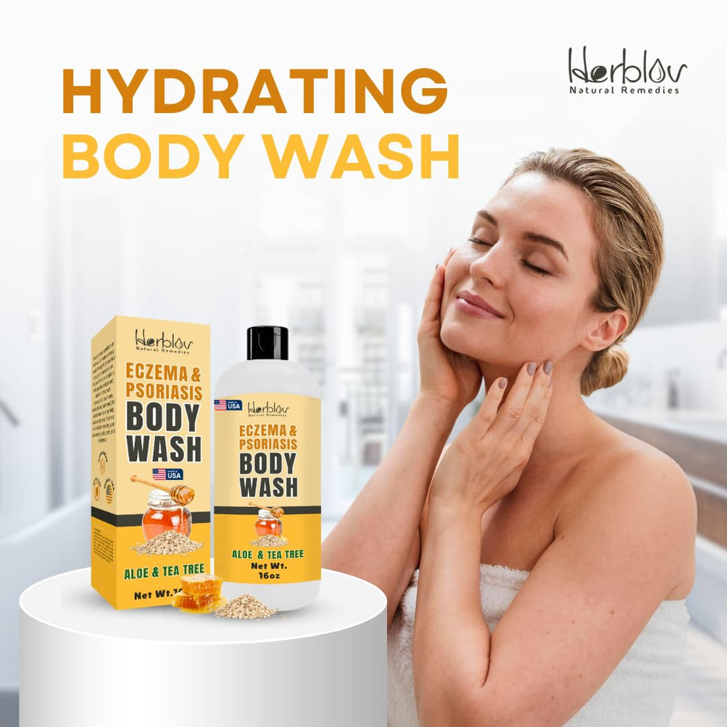 Herblov Eczema Body Wash – All-Natural Eczema Soap for Dry, Itchy Skin | Gentle Goat Milk & Oatmeal Bath Wash