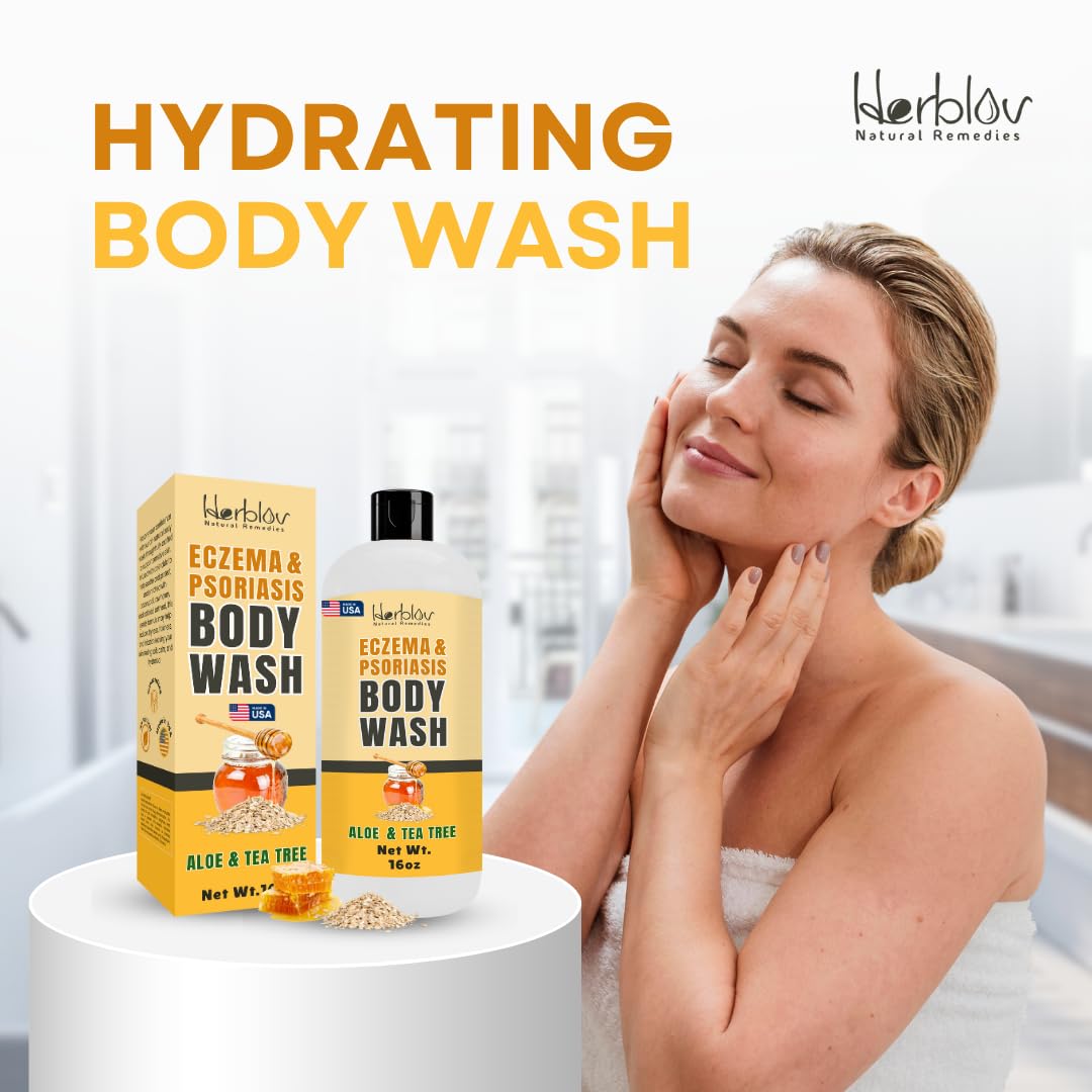 Herblov Eczema Body Wash – All-Natural Eczema Soap for Dry, Itchy Skin | Gentle Goat Milk & Oatmeal Bath Wash