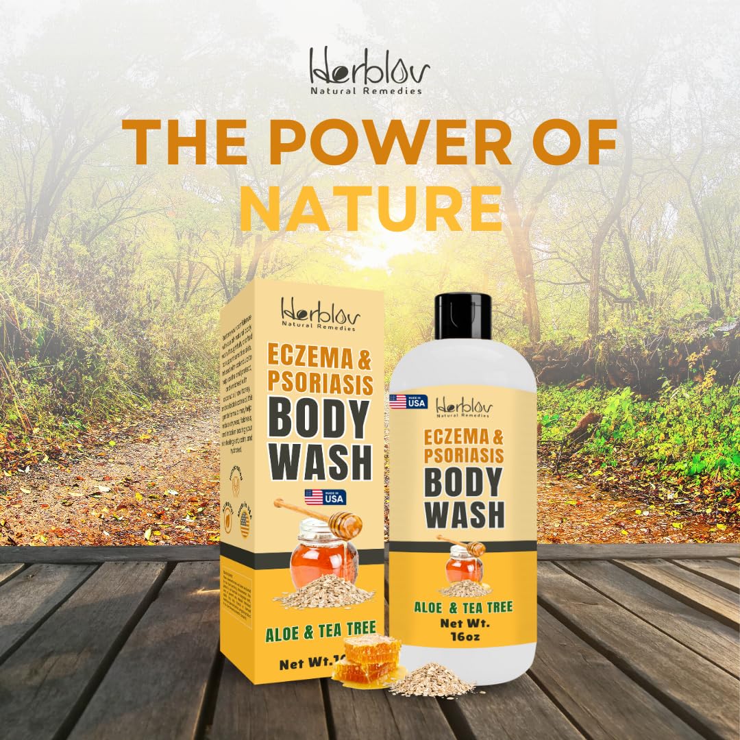 Herblov Eczema Body Wash – All-Natural Eczema Soap for Dry, Itchy Skin | Gentle Goat Milk & Oatmeal Bath Wash