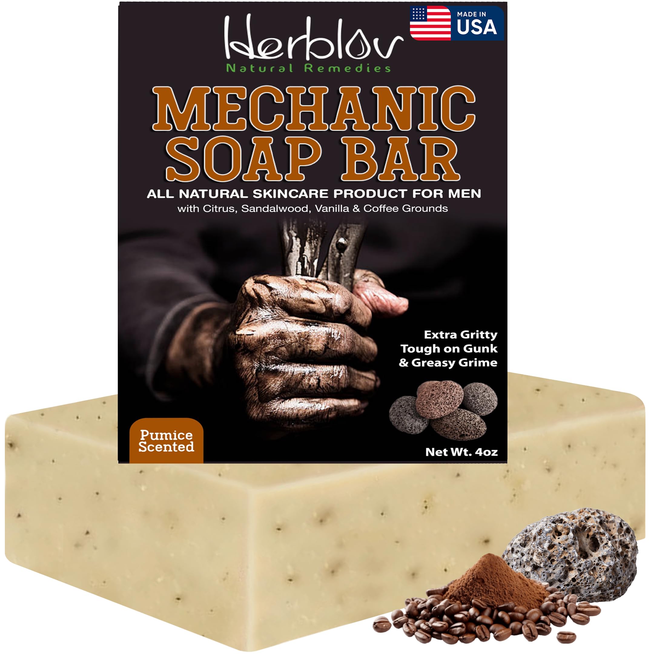 Herblov Mechanic Soap – Heavy-Duty Pumice Hand & Body Bar