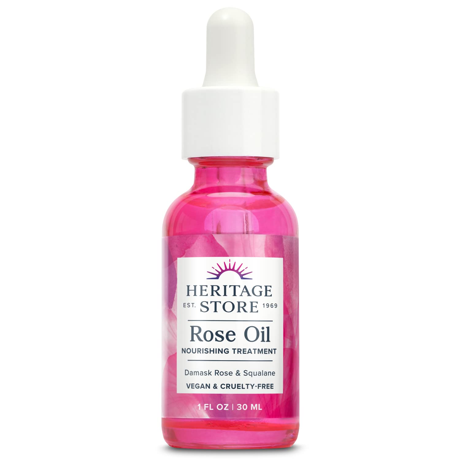 HERITAGE STORE Rose Oil Nourishing Treatment – Hydrating Rose Face Oil for Dry to Combination Skin | Vegan, 1oz, 60-Day Guarantee