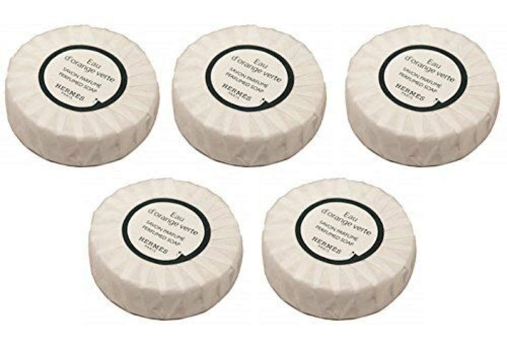 Hermès Eau d'Orange Verte Bath Soap Set – 5 Travel‑Size Soaps (1.7 oz each), Individually Wrapped