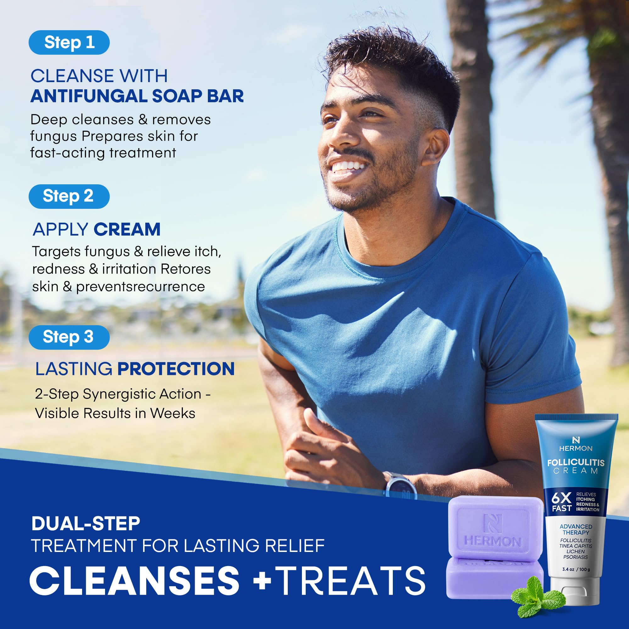 Hermon Folliculitis Treatment Cream & Antifungal Soap Kit – Dual-Action Skin Repair