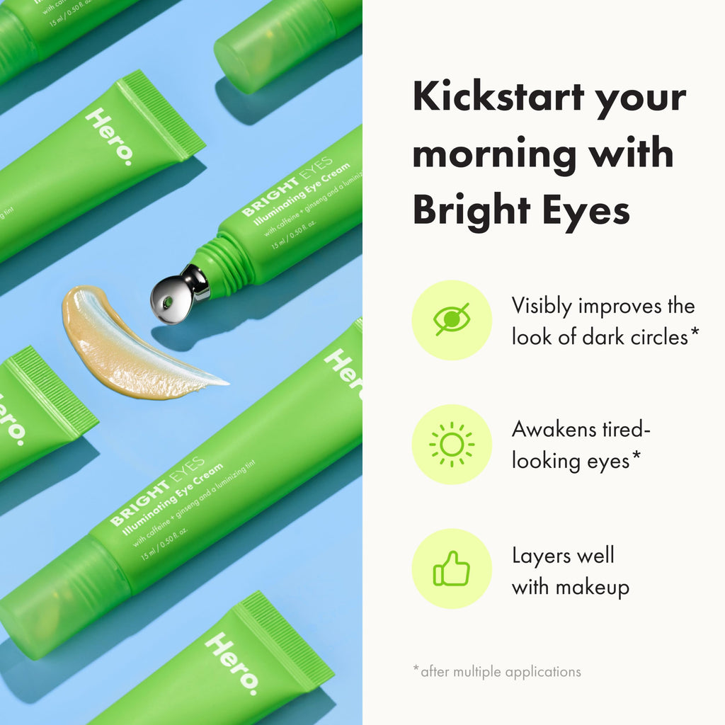 HERO COSMETICS Bright Eyes Illuminating Eye Cream – Cooling Stainless Steel Tip for Bright Under-Eyes