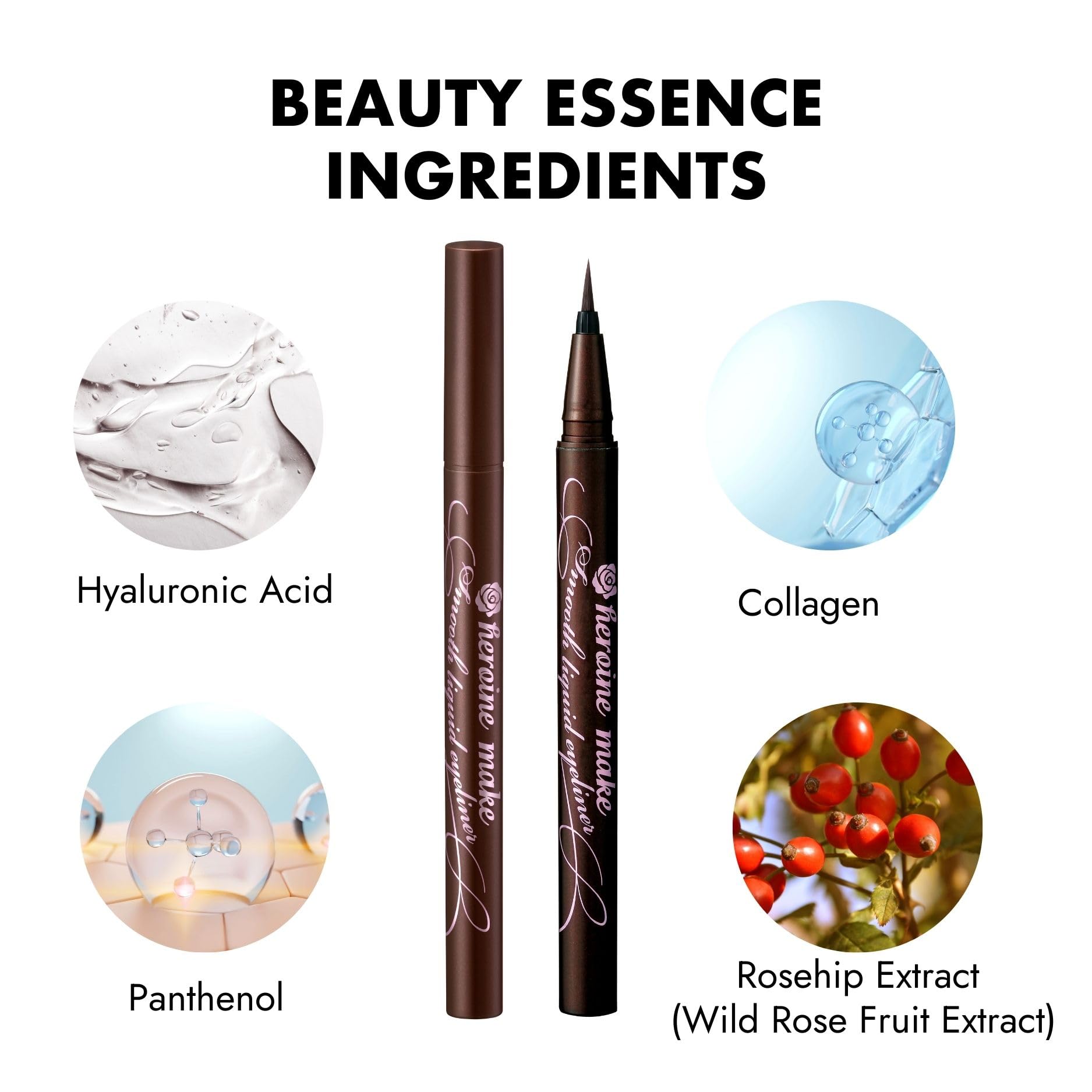 Heroine Make by KISSME Liquid Eyeliner Pen — Ultra-Fine 0.1mm Tip, Waterproof, Hypoallergenic, Made in Japan, Exquisite Brown