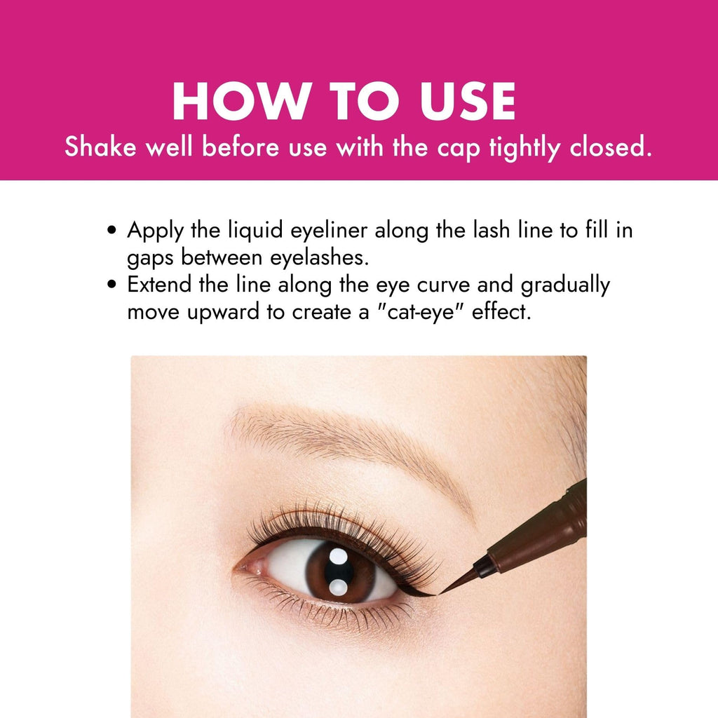 Heroine Make by KISSME Liquid Eyeliner Pen — Ultra-Fine 0.1mm Tip, Waterproof, Hypoallergenic, Made in Japan, Exquisite Brown