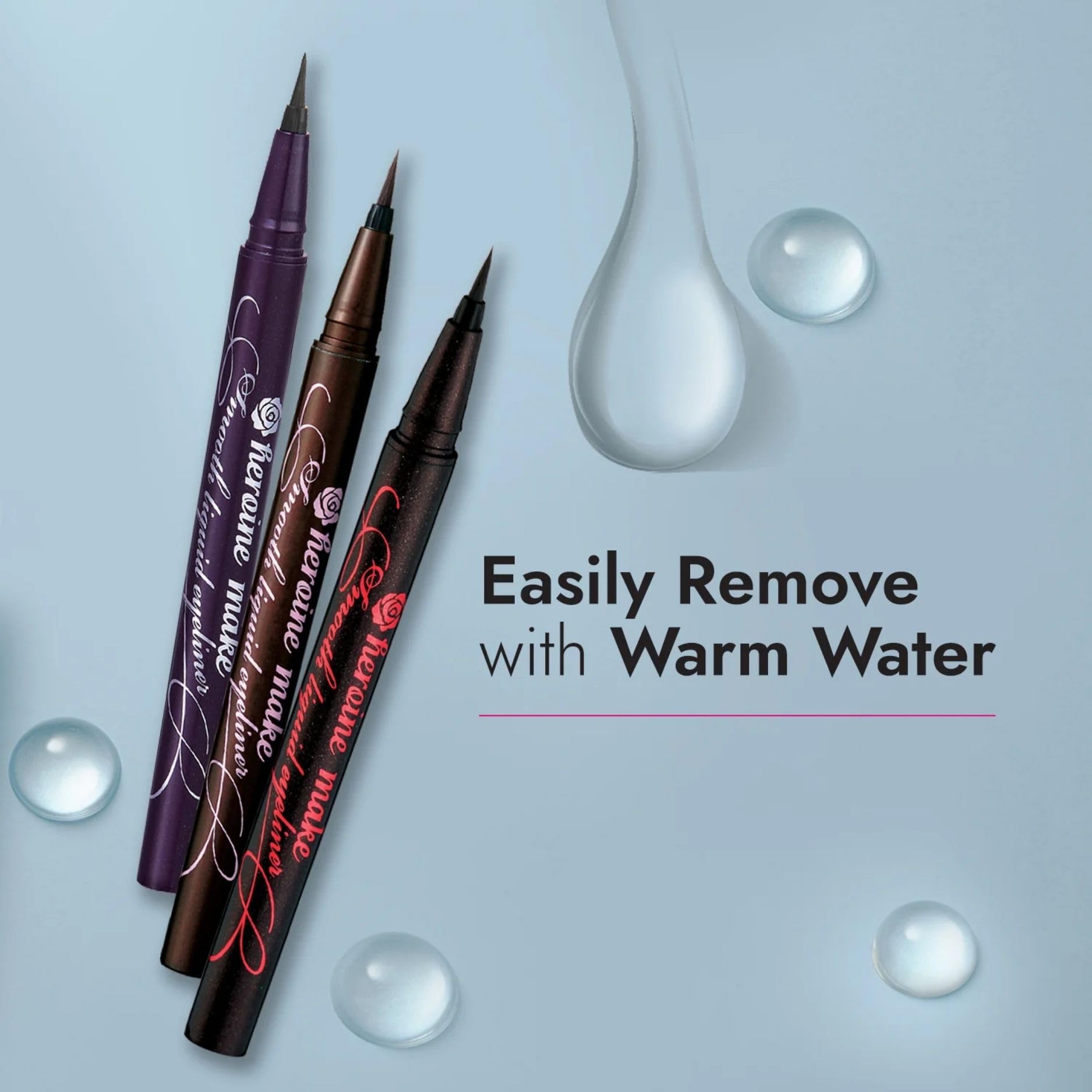 Heroine Make by KISSME Liquid Eyeliner Pen — Ultra-Fine 0.1mm Tip, Waterproof, Hypoallergenic, Made in Japan, Exquisite Brown