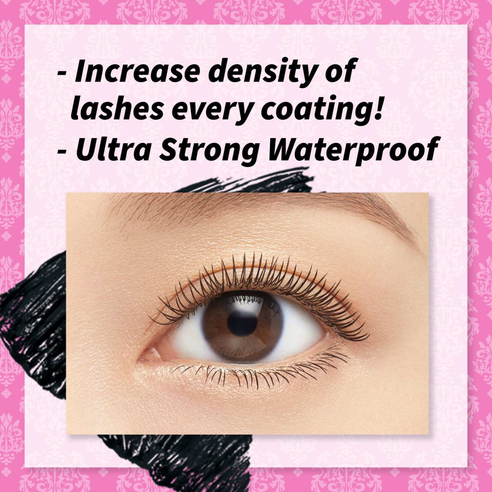 Heroine Make by KISSME Volumizing Waterproof Mascara & Length-Defining Fiber – Smudge-Proof Curl Hold, Made in Japan
