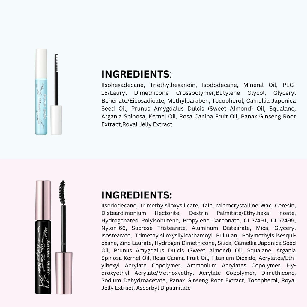 Heroine Make by KISSME Volumizing Waterproof Mascara — Curvy Brush, 24h Curl Hold, Oil-Free Remover (2 Set)
