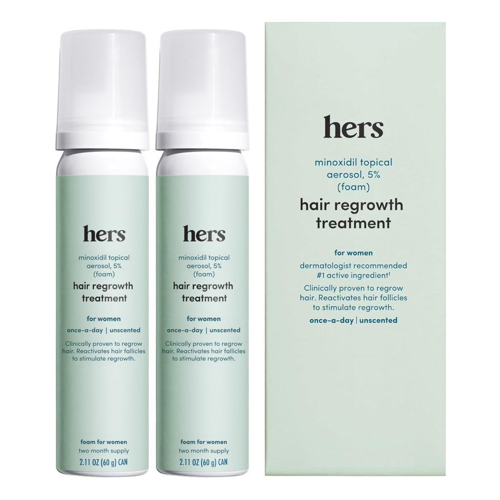 hers Hair Regrowth Foam 5% for Women — Extra Strength, Non-Greasy, Unscented | 2 Pack