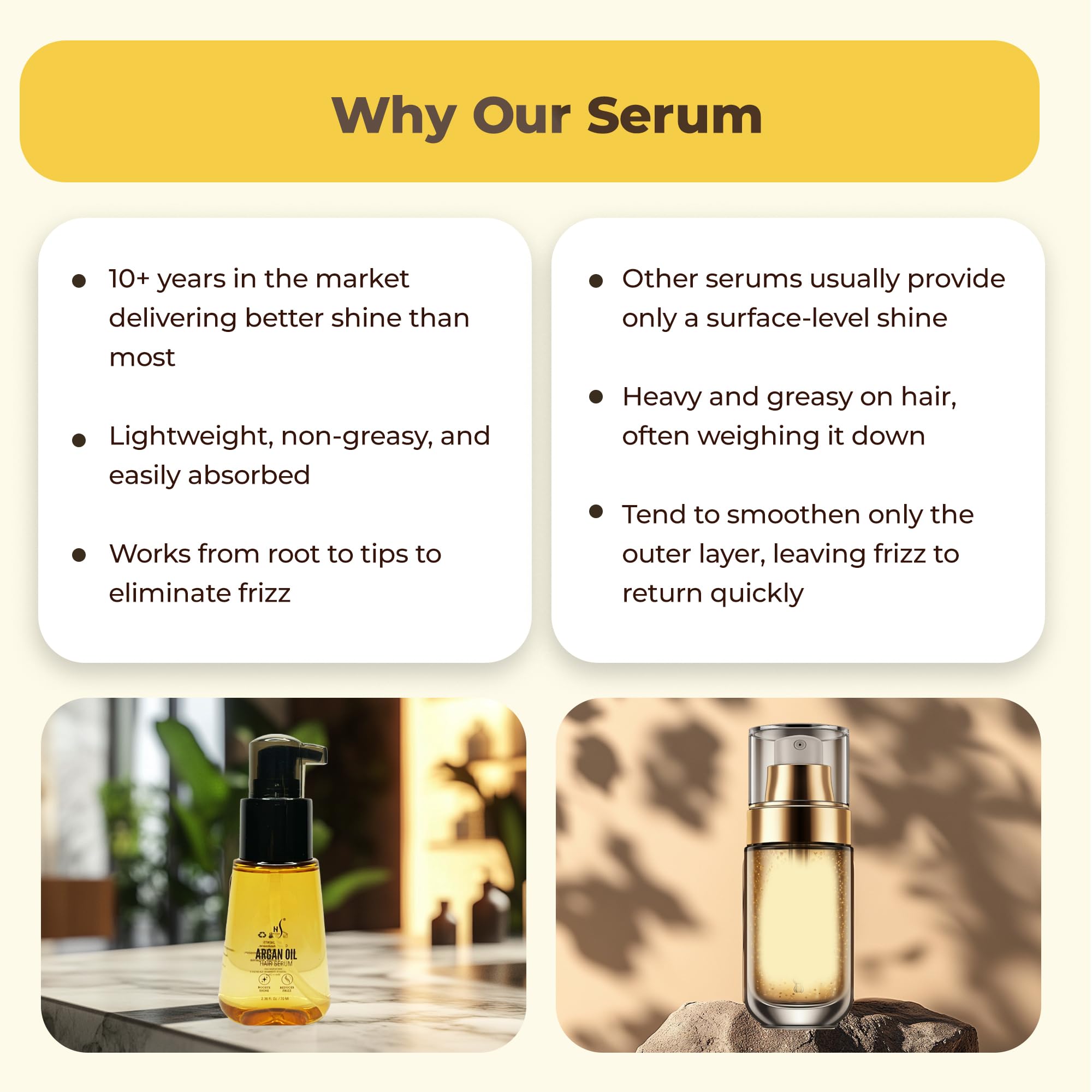 HerStyler Advanced Argan Oil Hair Serum – Anti-Frizz for Frizzy, Dry Hair (2x70 ml)