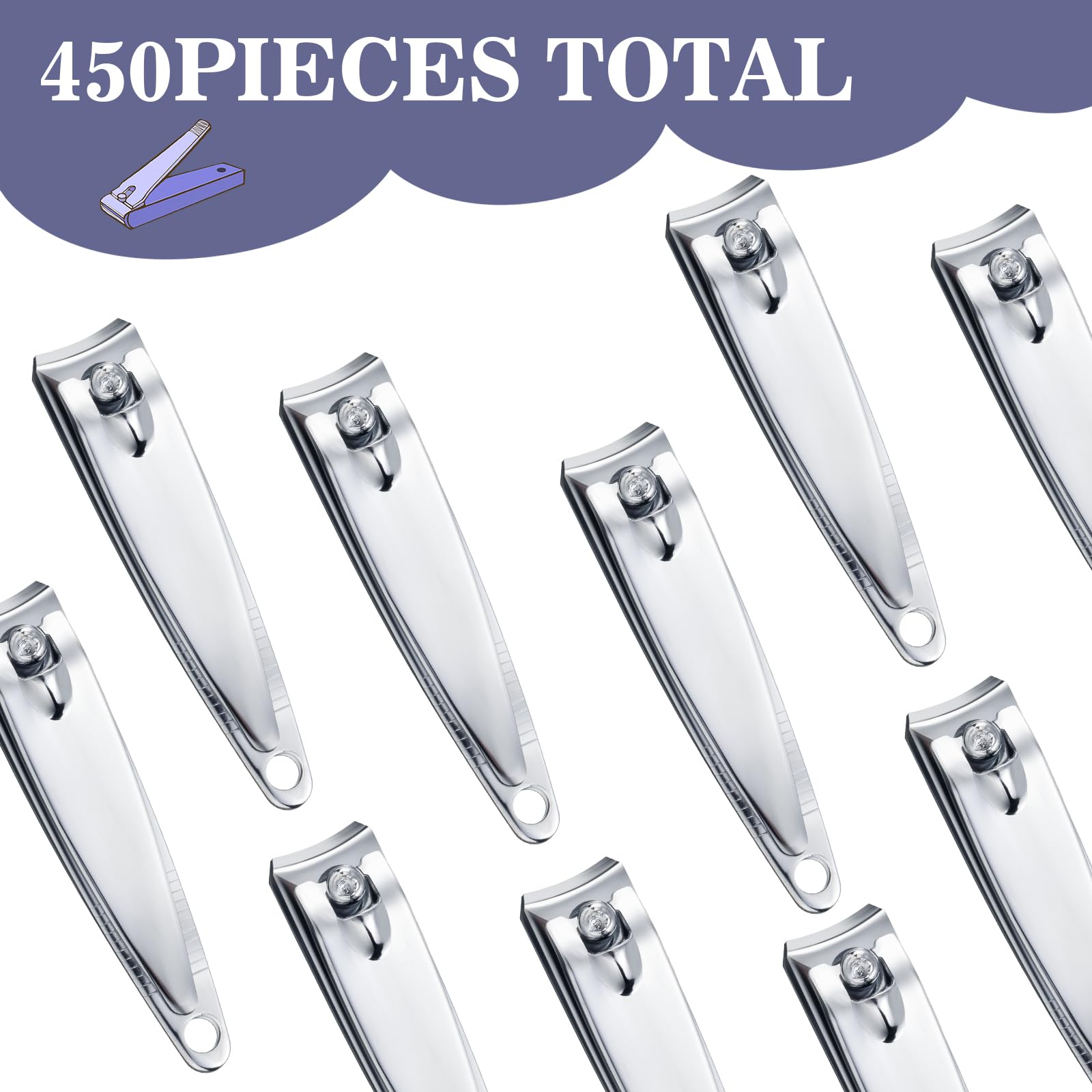 HESTYA 450 Pcs Nail Clippers Bulk Stainless Steel – Portable Toenail Clippers for Men & Women, Travel Pedicure