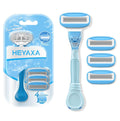 HEYAXA Women Razor – 5 Nano Blades, 4 Refills, Non-Slip Handle, Sky Blue