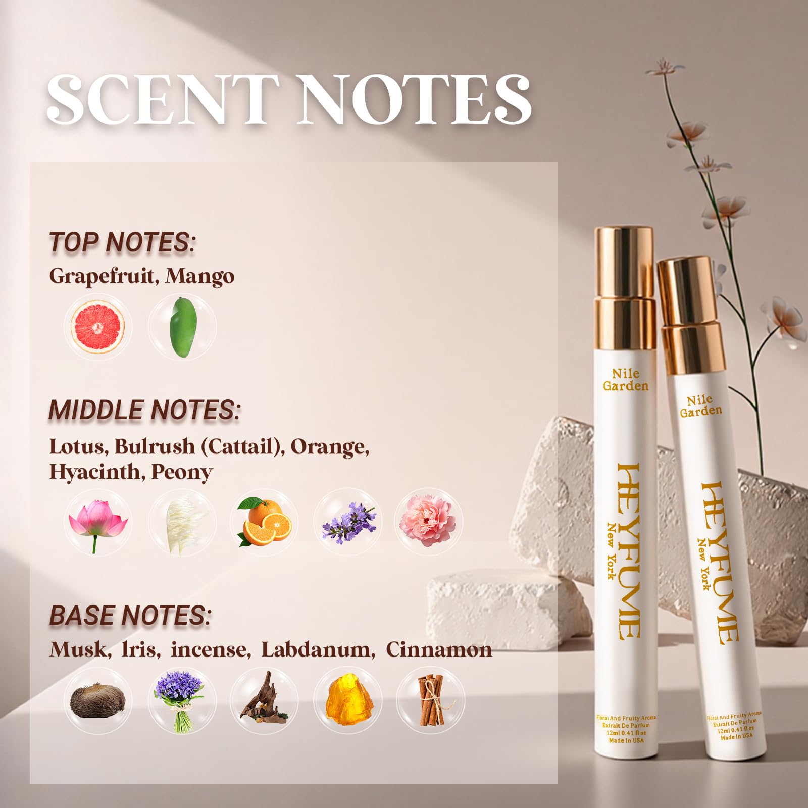 HEYFUME Floral & Fruity Perfume for Women – 0.41oz Travel EDP
