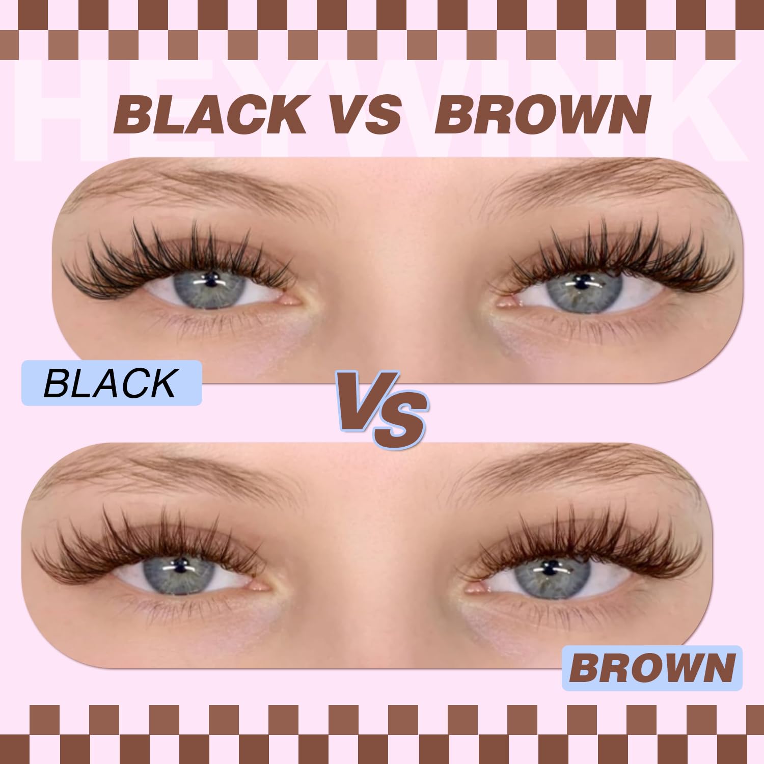 HEYWINK Velure Brown Lash Clusters Kit – Natural 8-14mm D-Curl, Invisible Band