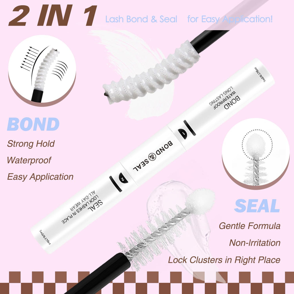 HEYWINK Velure Brown Lash Clusters Kit – Natural 8-14mm D-Curl, Invisible Band