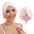 HFRHTGY Adjustable Silk Satin Hair Bonnet for Sleeping — Double-Layer Night Turban, Pink