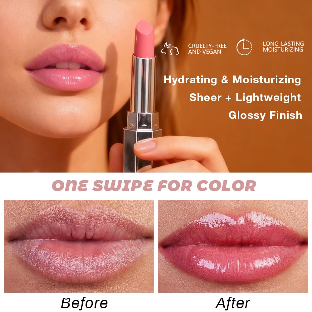 HHLTOH Honey Lipstick Tinted Lip Balm – Nourishing Vegan Shine in Dusty Pink & Pink (2pc)