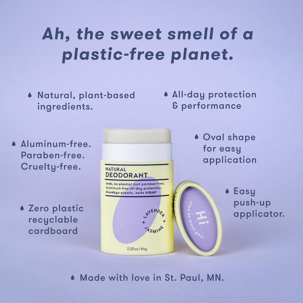 HIBAR Lavender & Jasmine Plastic Free Deodorant - 3 Pack, Aluminum-Free, Vegan