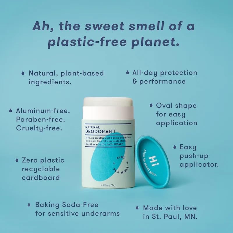 HIBAR HiBAR Sensitive Deodorant with Sea Moss & Aloe — Aluminum-Free, Baking Soda-Free, Gentle on Sensitive Skin