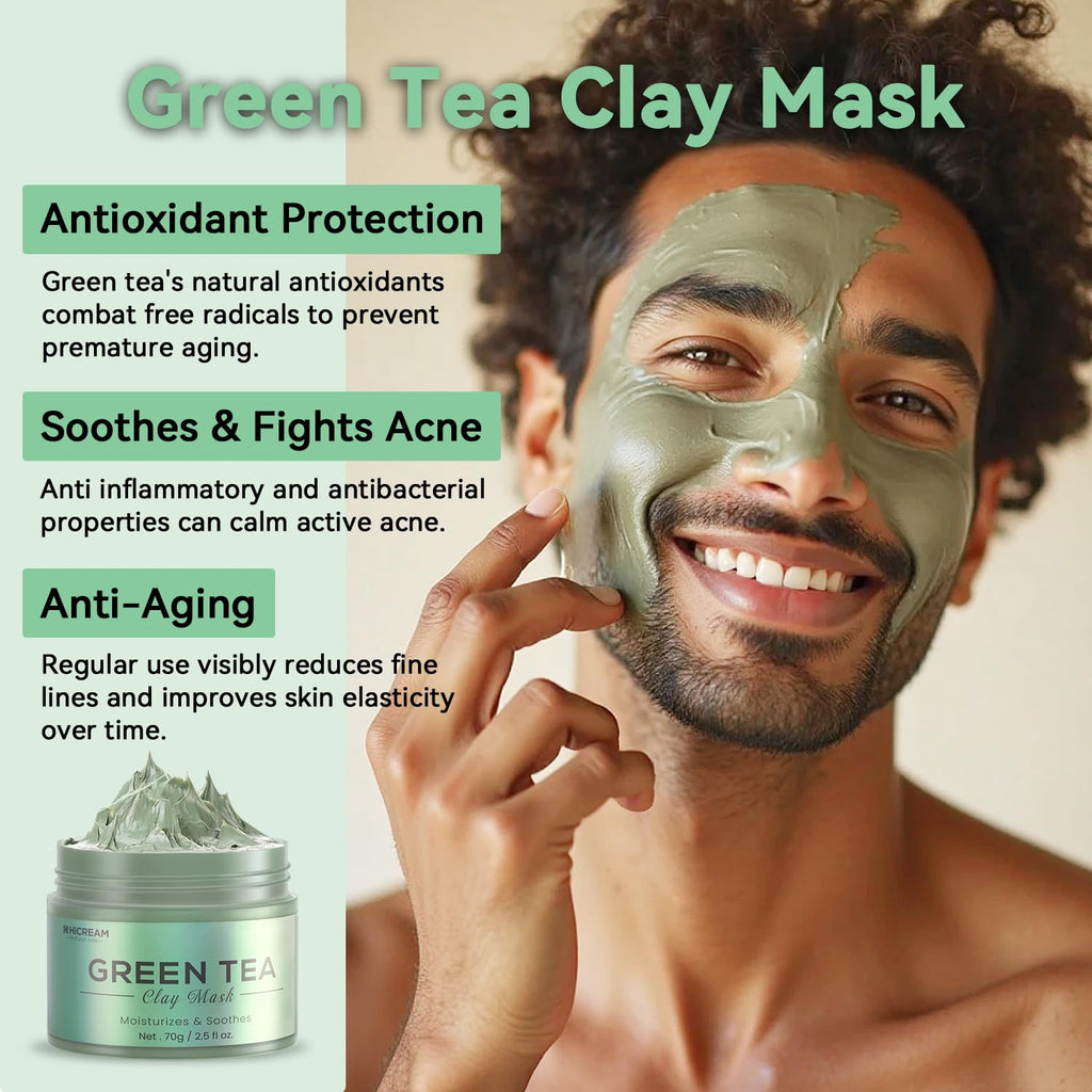 Hicream Turmeric Clay Mask Set – Green Tea & Dead Sea Minerals, 3-Piece Spa Facial Mask Kit