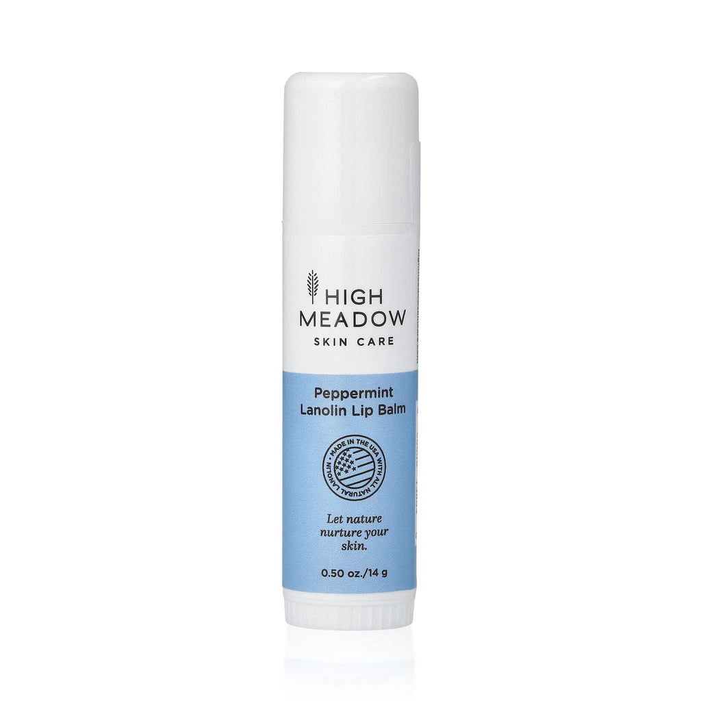 High Meadow Peppermint Lanolin Lip Balm Stick – Long-Lasting Moisture for Dry Lips (Travel Size)