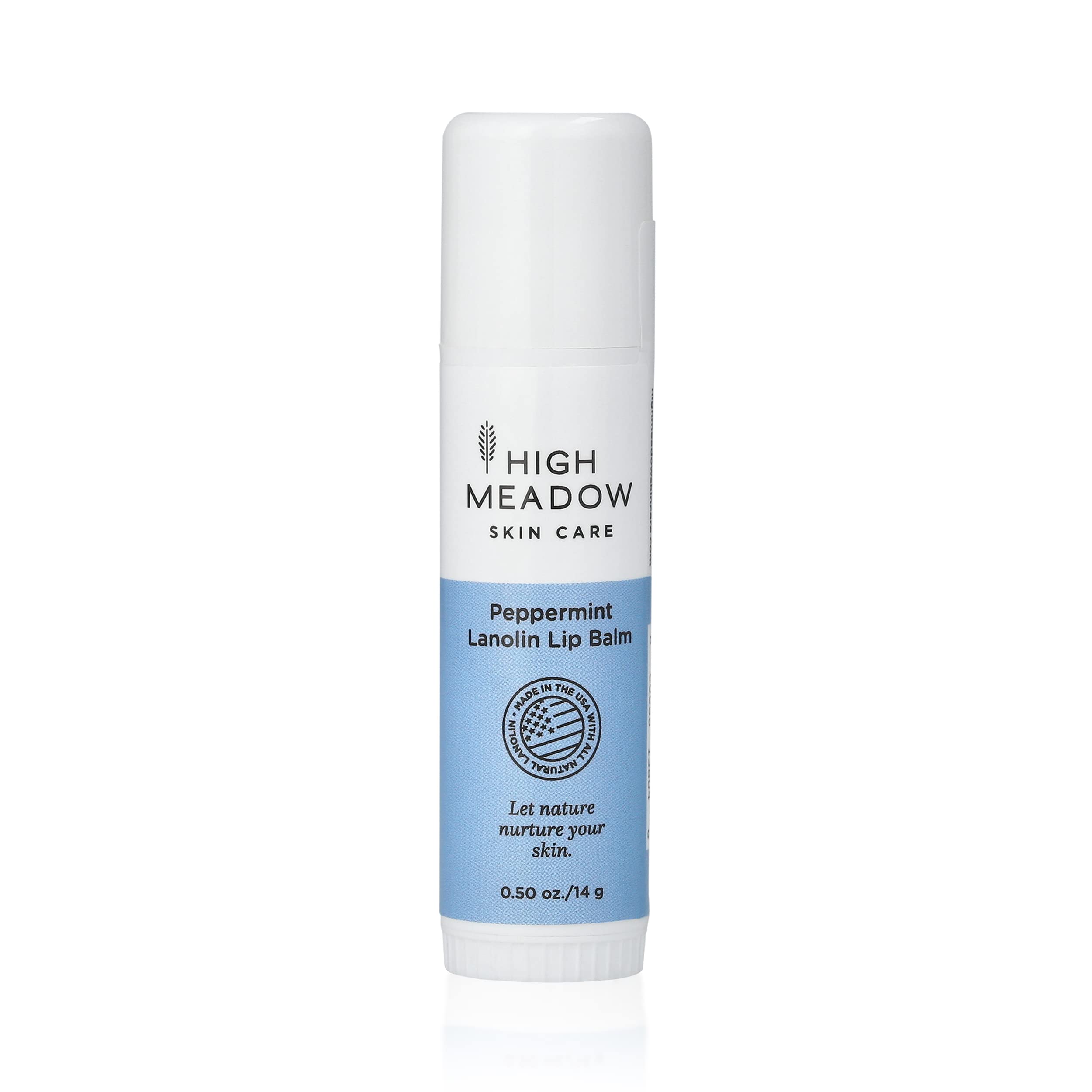 High Meadow Peppermint Lanolin Lip Balm Stick – Long-Lasting Moisture for Dry Lips (Travel Size)