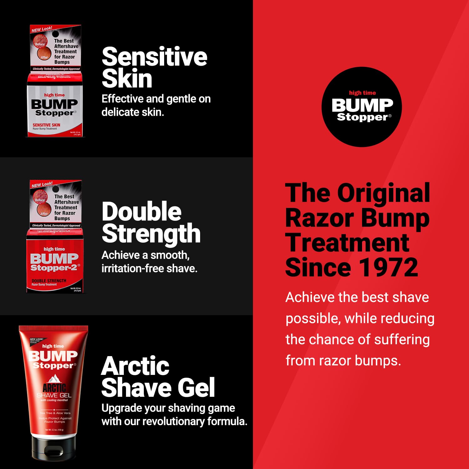 High Time Bump Stopper 2 Double Strength Razor Bump Treatment – Relieves Razor Burn & Ingrown Hairs | Aftershave for Men | 0.5 oz (5 Pack)