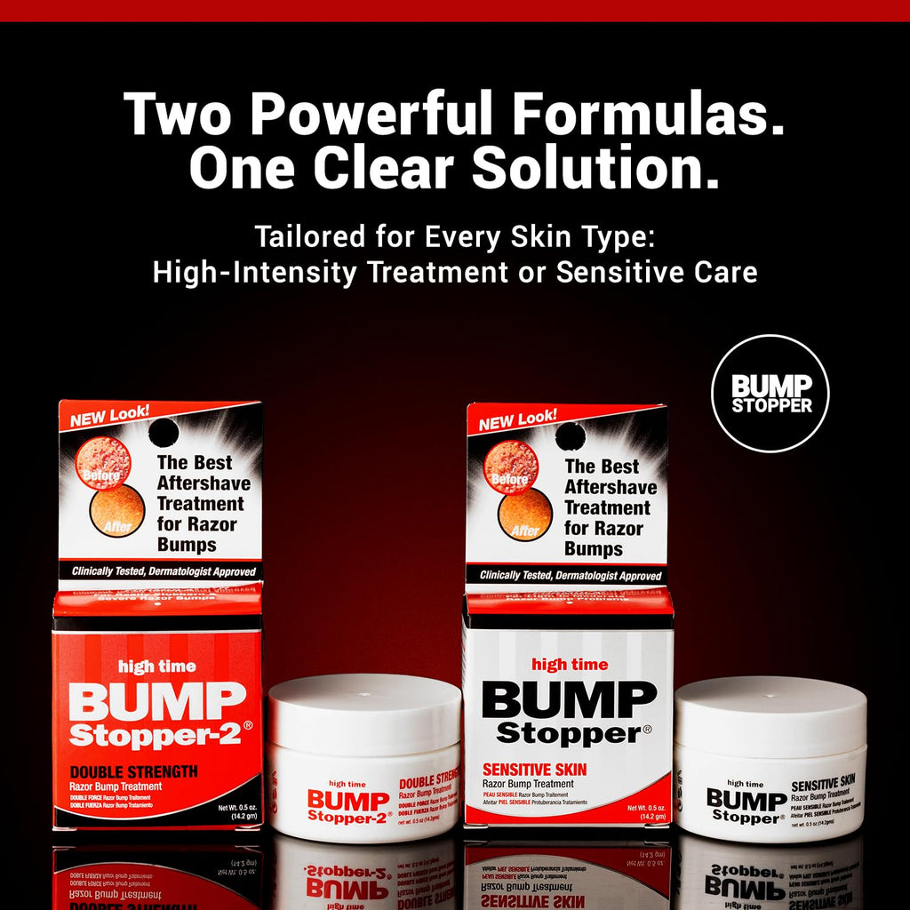 High Time Bump Stopper 2 Double Strength Razor Bump Treatment – Relieves Razor Burn & Ingrown Hairs | Aftershave for Men | 0.5 oz (5 Pack)