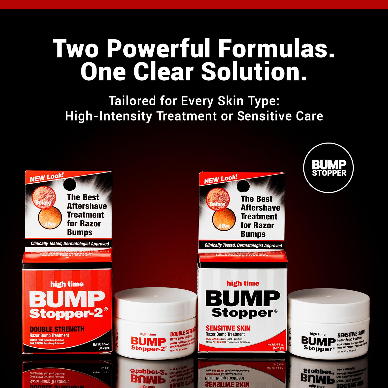 High Time Bump Stopper 2 Double Strength Razor Bump Treatment – Relieves Razor Burn & Ingrown Hairs | Aftershave for Men | 0.5 oz (5 Pack)