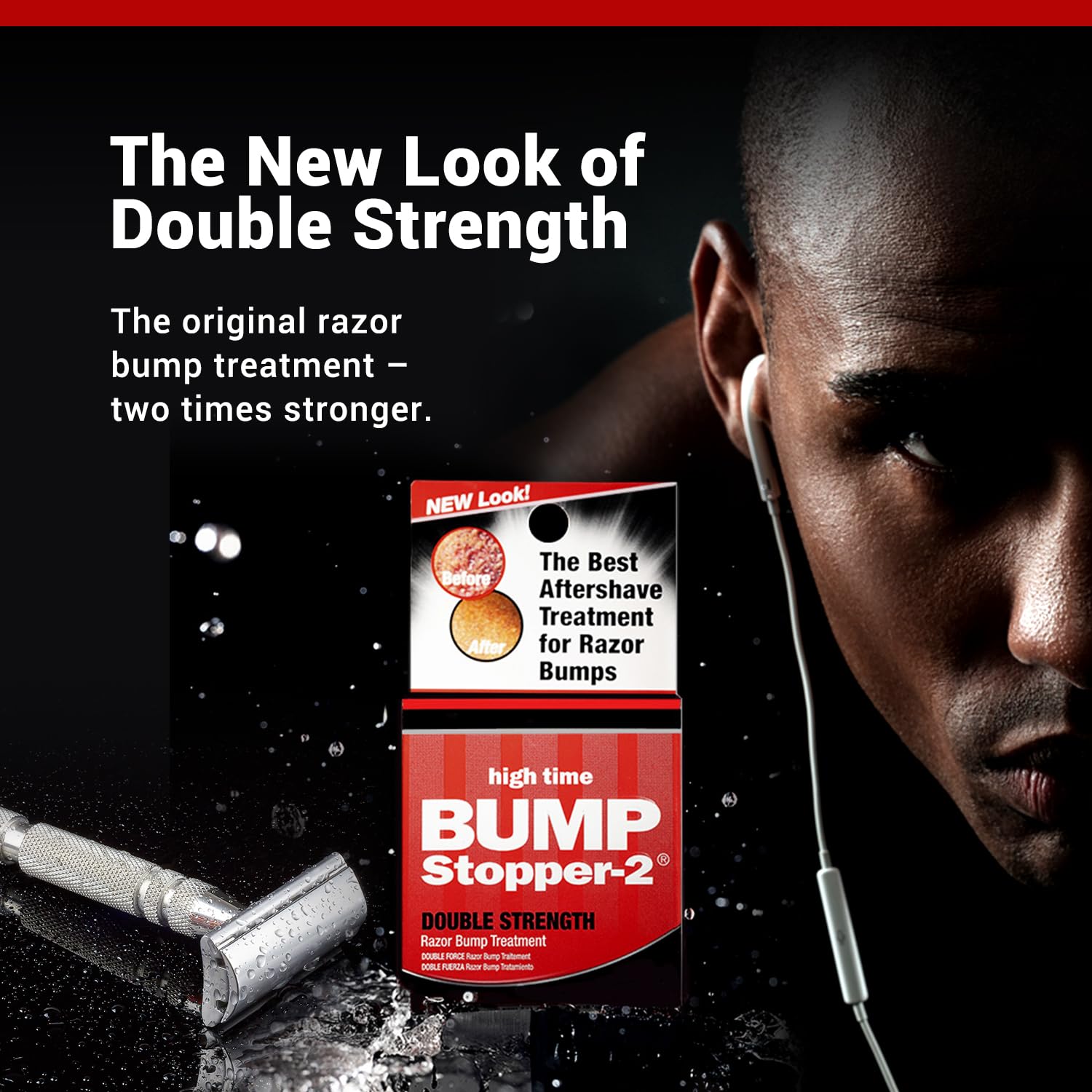 High Time Bump Stopper 2 Double Strength Razor Bump Treatment – Relieves Razor Burn & Ingrown Hairs | Aftershave for Men | 0.5 oz (5 Pack)