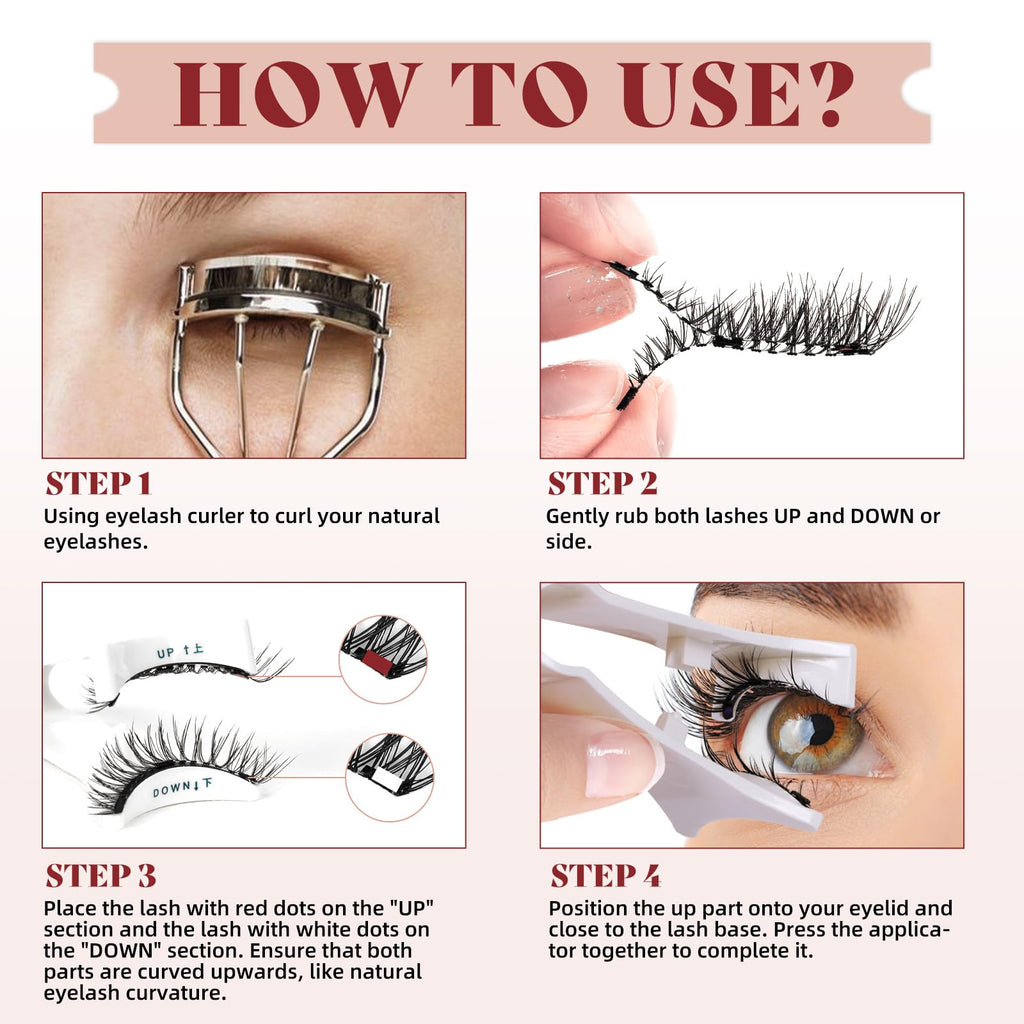 Higu clace Magnetic-Eyelashes with Applicator – 2 Pairs, Natural Look (DJCX-A+C01)