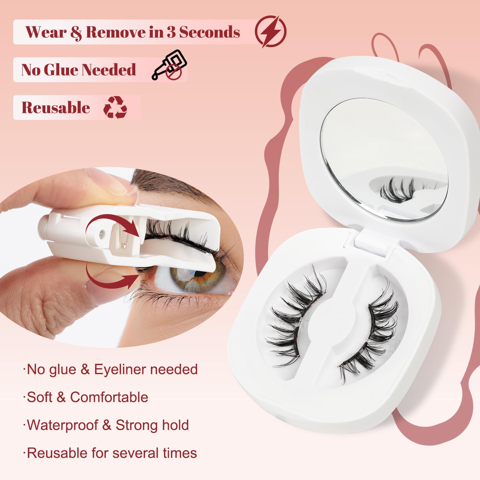 Higu clace Magnetic Eyelashes Kit – Glue-Free, Reusable Manga Lashes with Applicator (GD-Soft-RC-C)