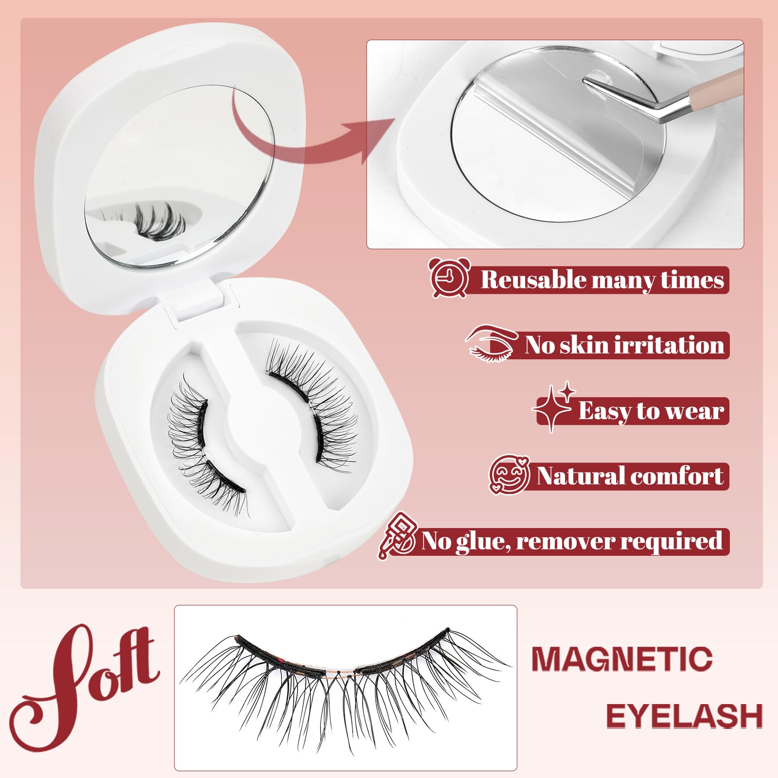 Higu clace Magnetic-Eyelashes Kit – No Glue Needed, Natural Look | GD-Soft-RC-E