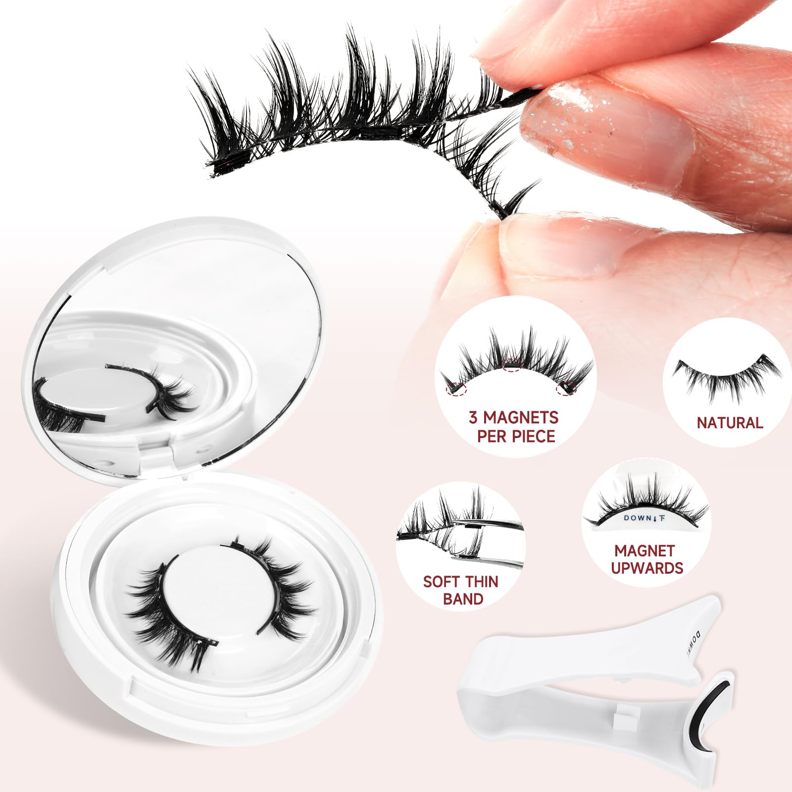 Higu clace Magnetic Eyelashes with Applicator – Natural Look Wispy Lashes (DJCX-D)