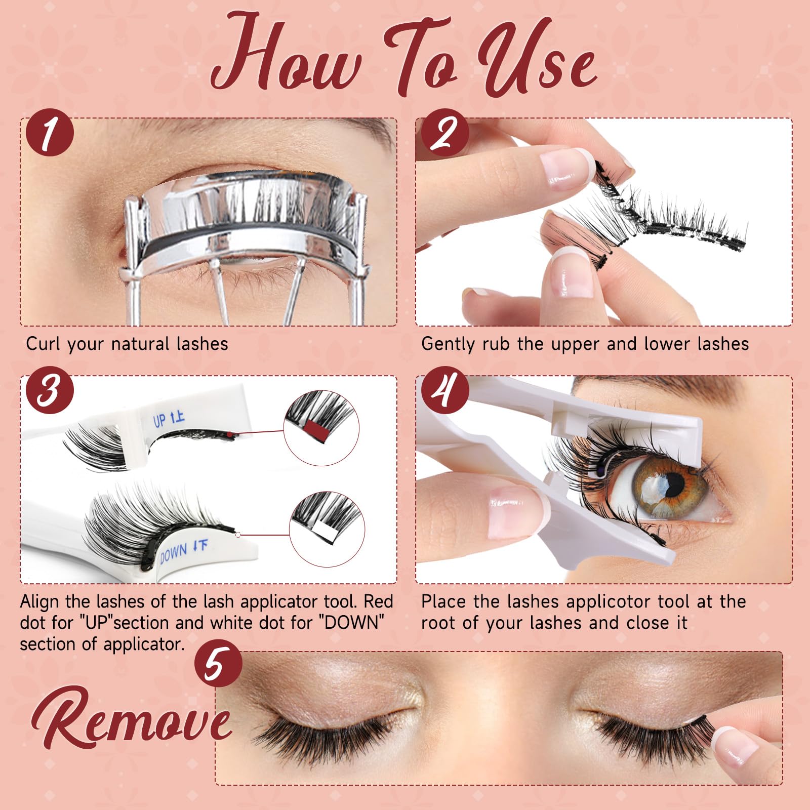 Higu clace Magnetic Eyelashes – 2 Pairs with Applicator | No Glue, Easy Wear