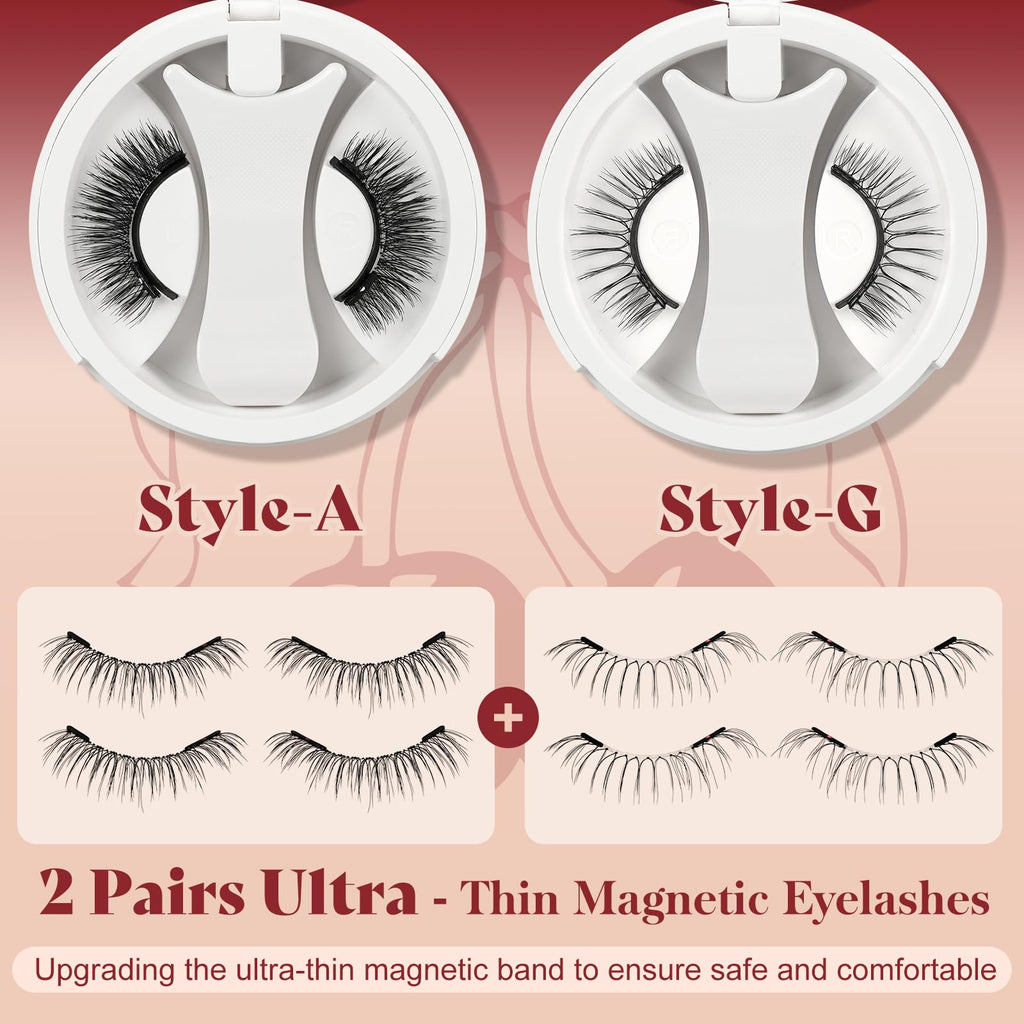 Higu Clace Magnetic Eyelashes with Applicator – 2 Pairs, No Glue Needed, Reusable Magnetic Lashes NZH-A+G