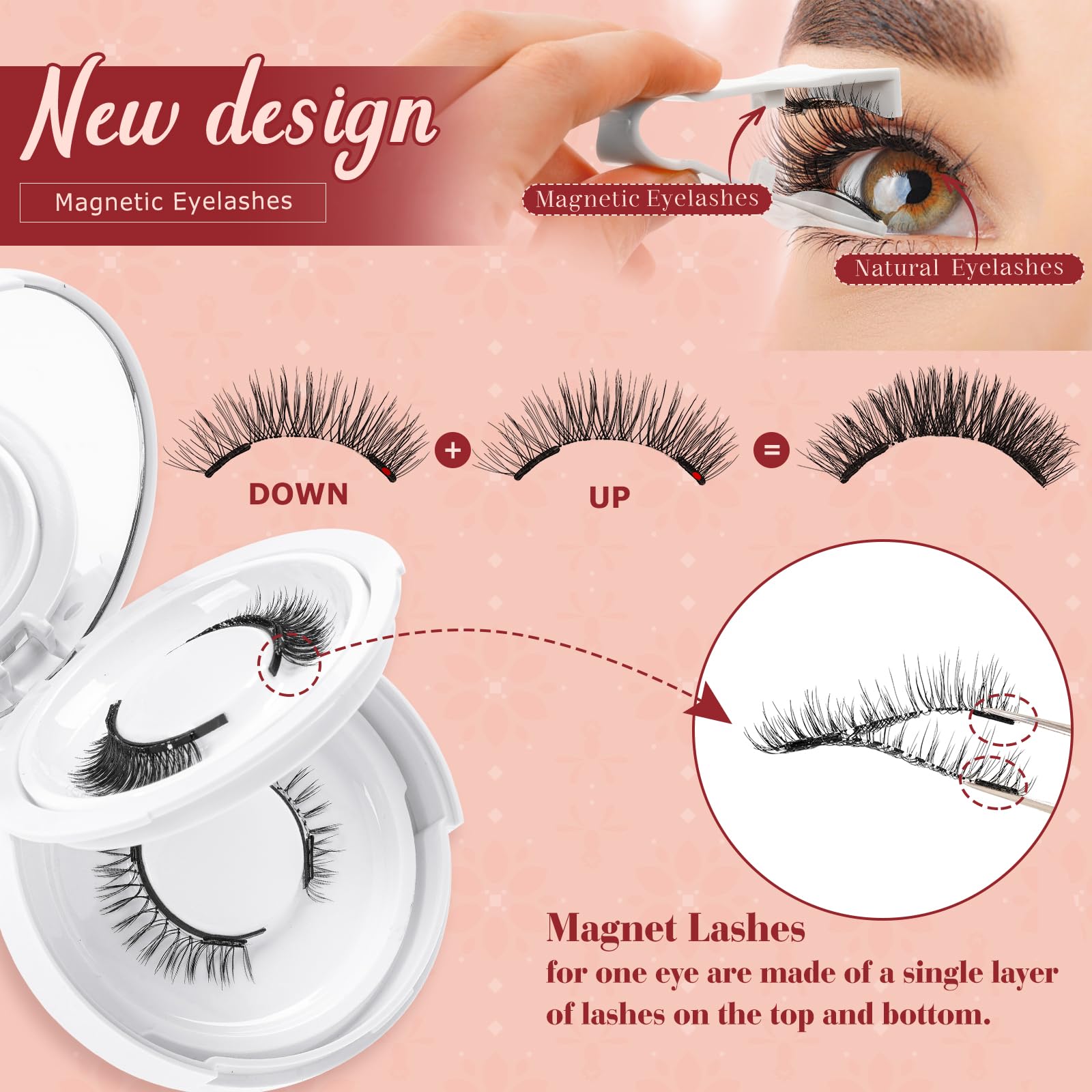 Higu clace Magnetic Eyelashes – 2 Pairs with Applicator | No Glue, Easy Wear