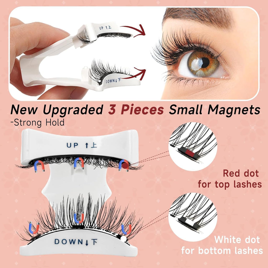 Higu clace Magnetic Eyelashes with Applicator – 2 Pairs, No Glue, Easy Magnetic Lash Kit