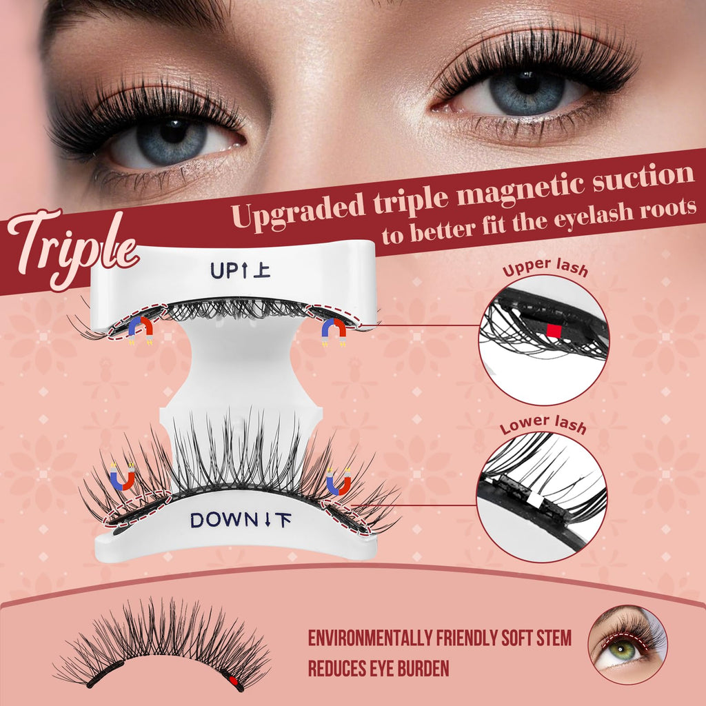 Higu clace Magnetic Eyelashes – 2 Pairs with Applicator | No Glue, Easy Wear