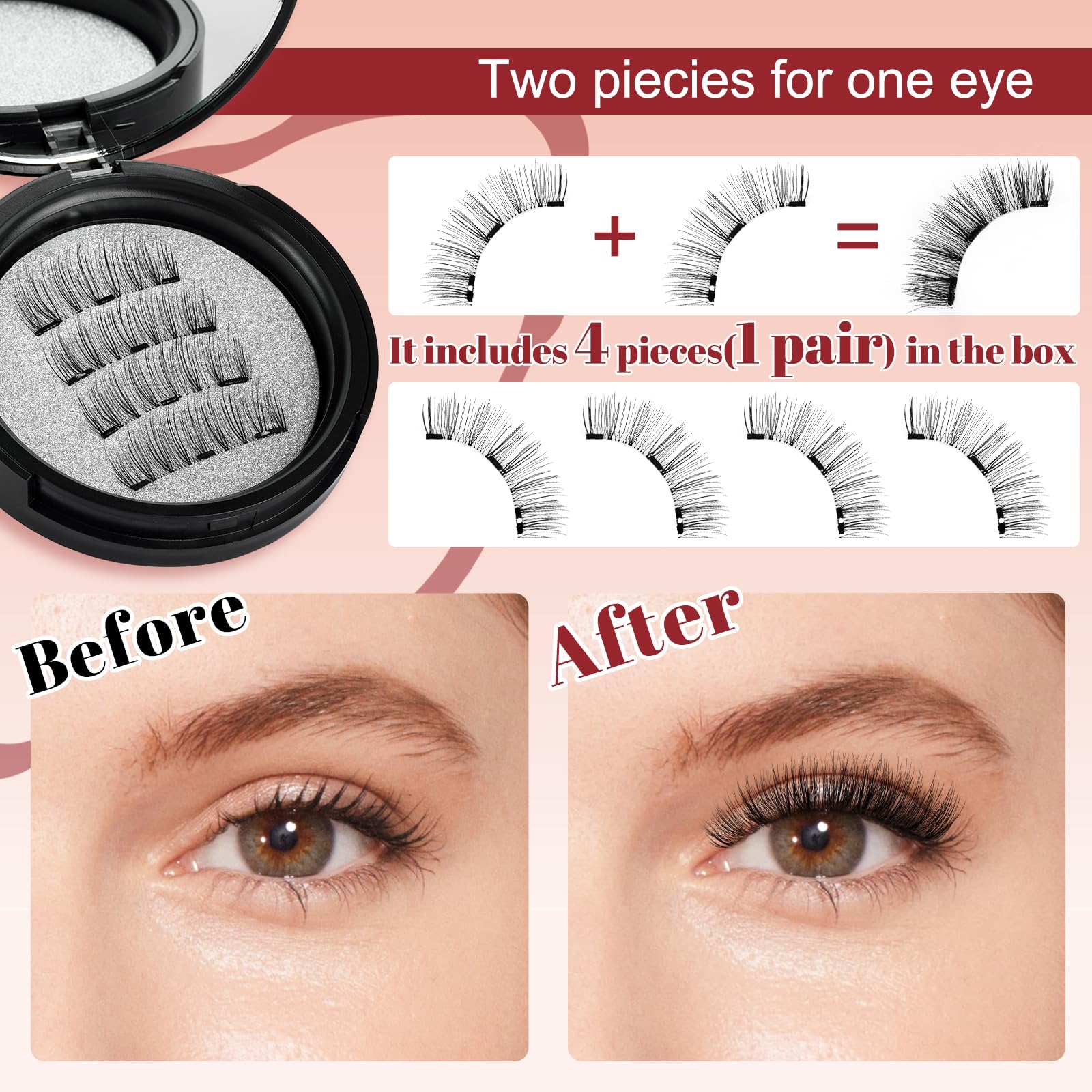 Higu Clace Magnetic Eyelashes – Style B | No Glue Needed, Reusable with Applicator