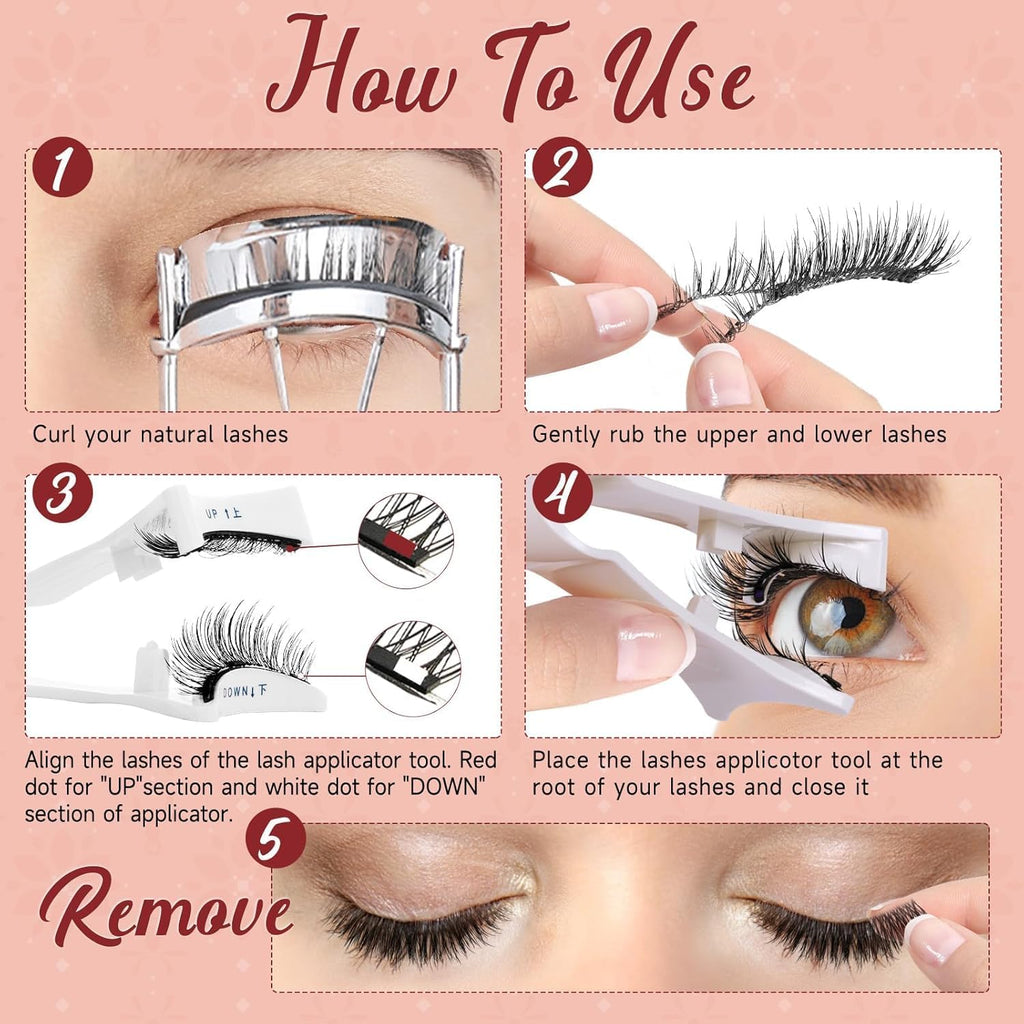 Higu clace Magnetic Eyelashes with Applicator – 2 Pairs, No Glue, Easy Magnetic Lash Kit
