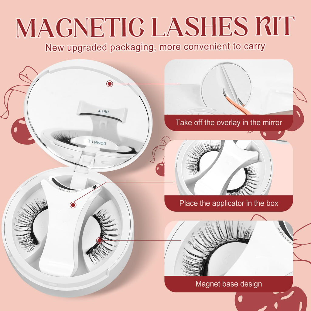 Higu Clace Magnetic Eyelashes with Applicator – 2 Pairs, No Glue Needed, Reusable Magnetic Lashes NZH-A+G