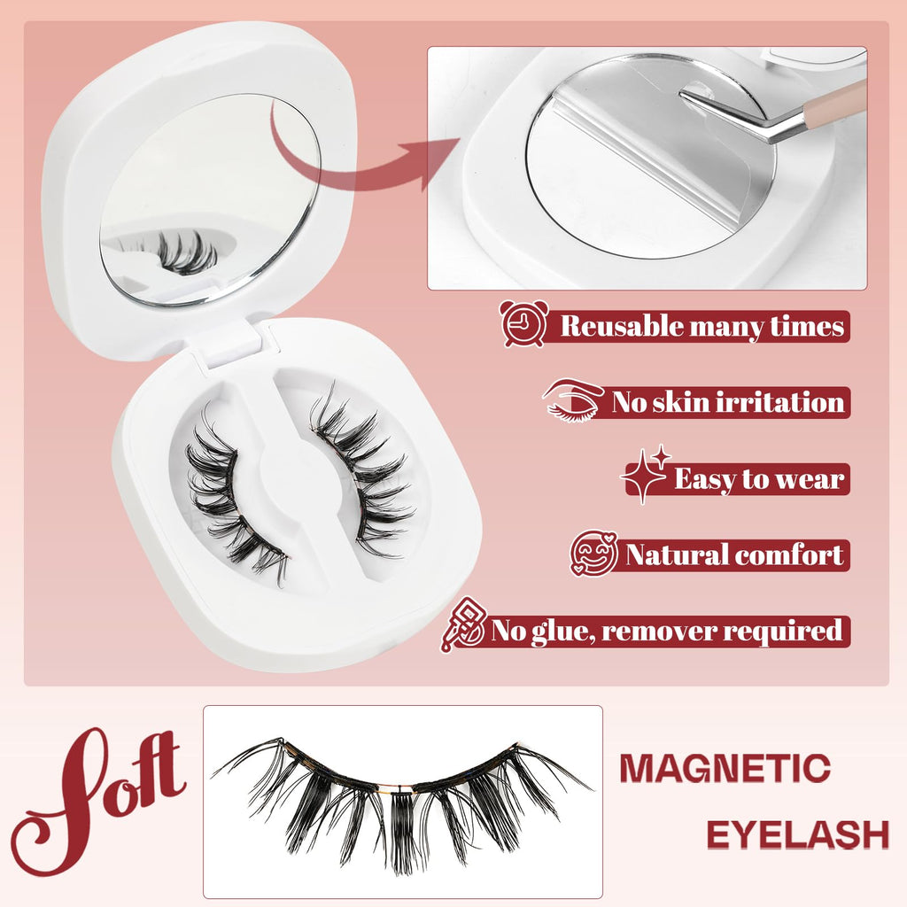 Higu clace Magnetic Eyelashes Kit – Glue-Free, Reusable Manga Lashes with Applicator (GD-Soft-RC-C)