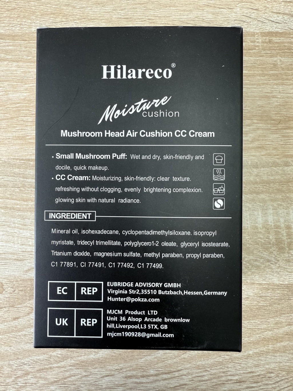 Hilareco 2-Piece Mushroom Head Air Cushion CC Cream Set – Nature Foundation, Brushes, Sponge (#05 Sand)